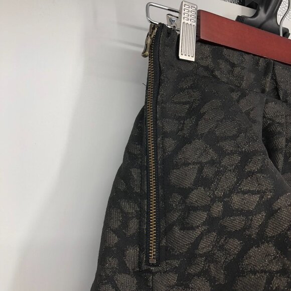 Aritzia Talula Black & Bronze Abstract Patterned Flared Mini Skirt size 2 - Picture 6 of 12